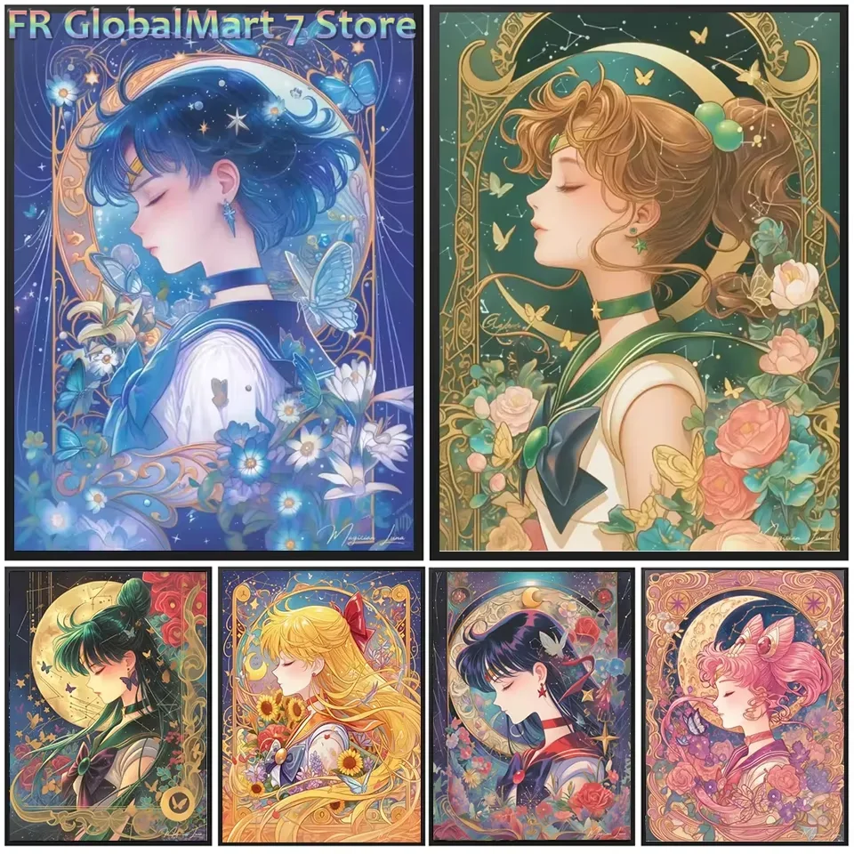 Resin Art Work - 다이아몬드 페인팅, 만화 캐릭터, 꽃 모자이크,
