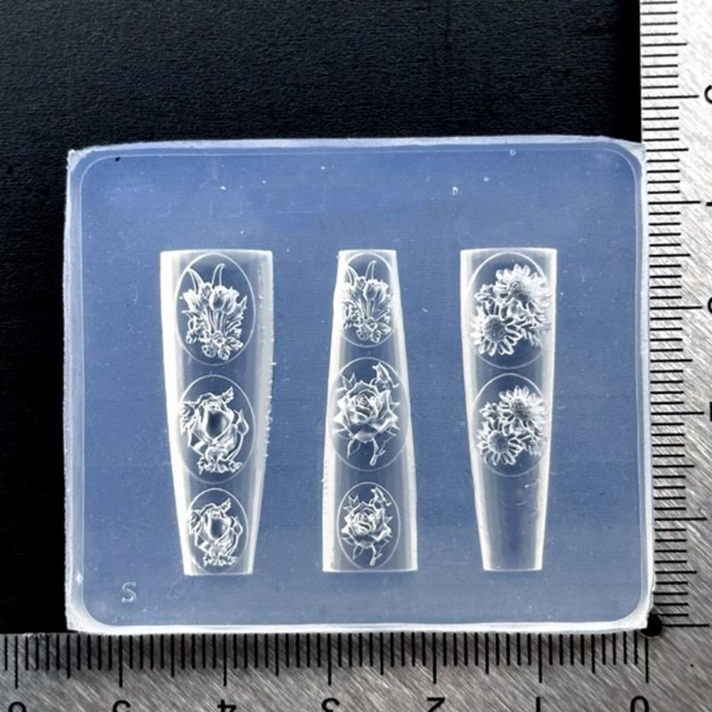 Resin Art Equipment - 31BB 양각된 실리콘 네일 아트 금형