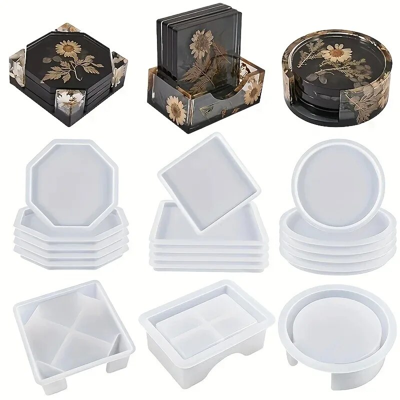 Resin Art Equipment - 코스터 수지 금형 세트에는 1pc 코스터