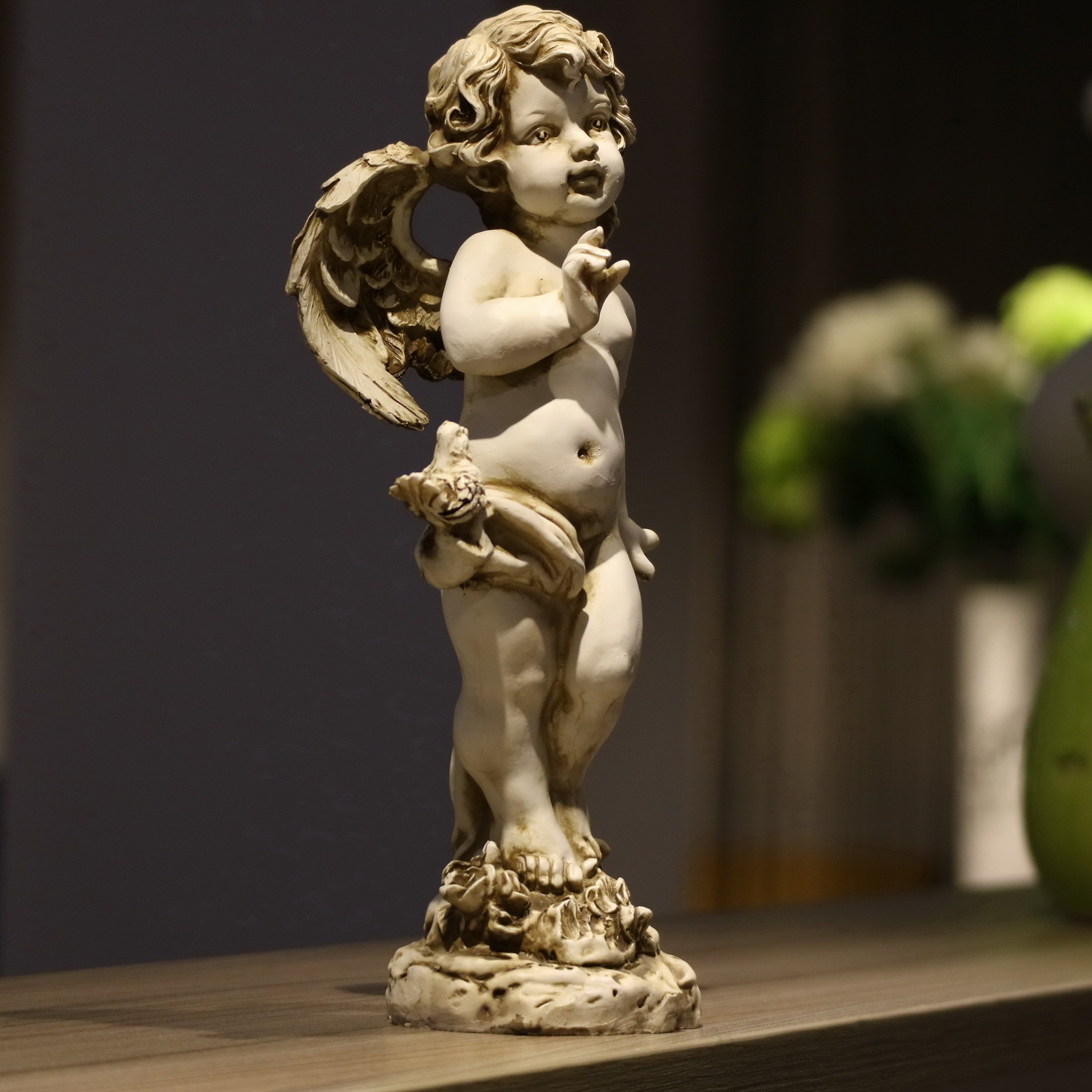 레트로 수지 천사 인형 29cm 홈 안뜰 장식 예술 공 - Resin Art Wedding Gift 리뷰 및 가격