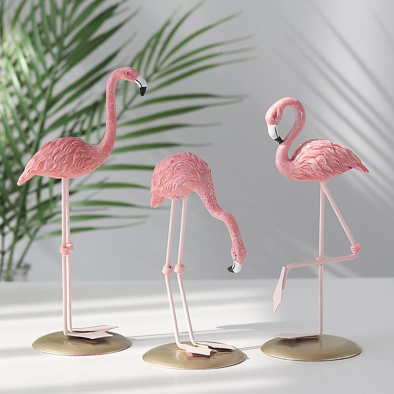 3PCS 핑크 플라밍고 인형 열대 새 탁상 장식 현대  - Resin Art Wedding Gift 리뷰 및 가격
