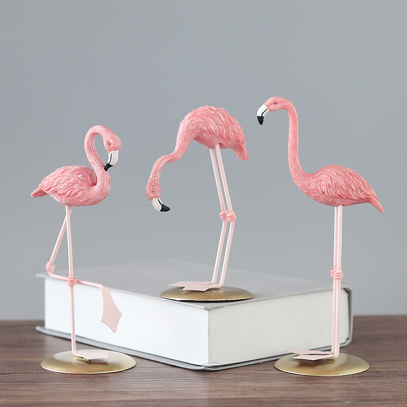 3PCS 핑크 플라밍고 인형 열대 새 탁상 장식 현대  - Resin Art Wedding Gift 리뷰 및 가격