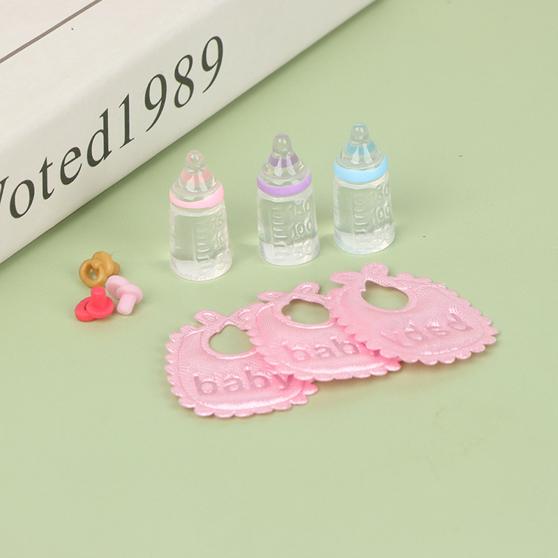 1:12 인형 집 미니어처 젖병 젖꼭지 턱받이 세트,  - Resin Art Baby 리뷰 및 가격