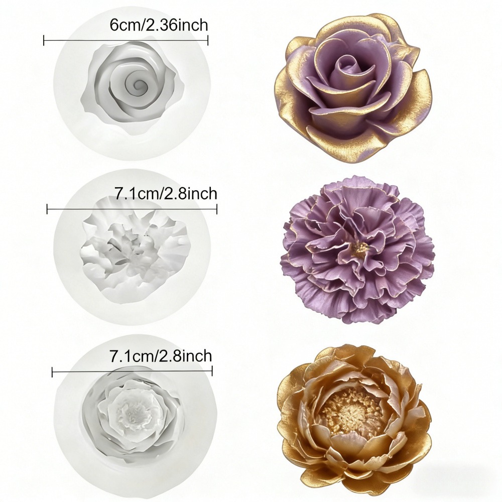 장미, 모란, 카네이션을 위한 3피스 실리콘 몰드, 양 - Resin Art Wedding Gift 리뷰 및 가격