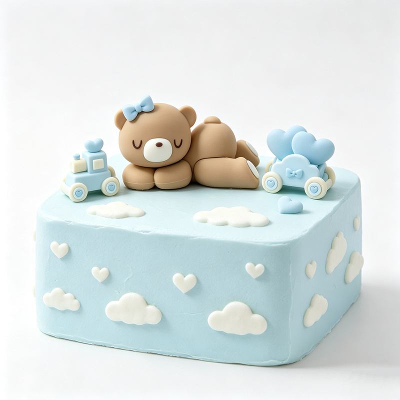3D 핑크 블루 곰 케이크 토퍼 생일 케이크 장식 남아 - Resin Art Baby 리뷰 및 가격