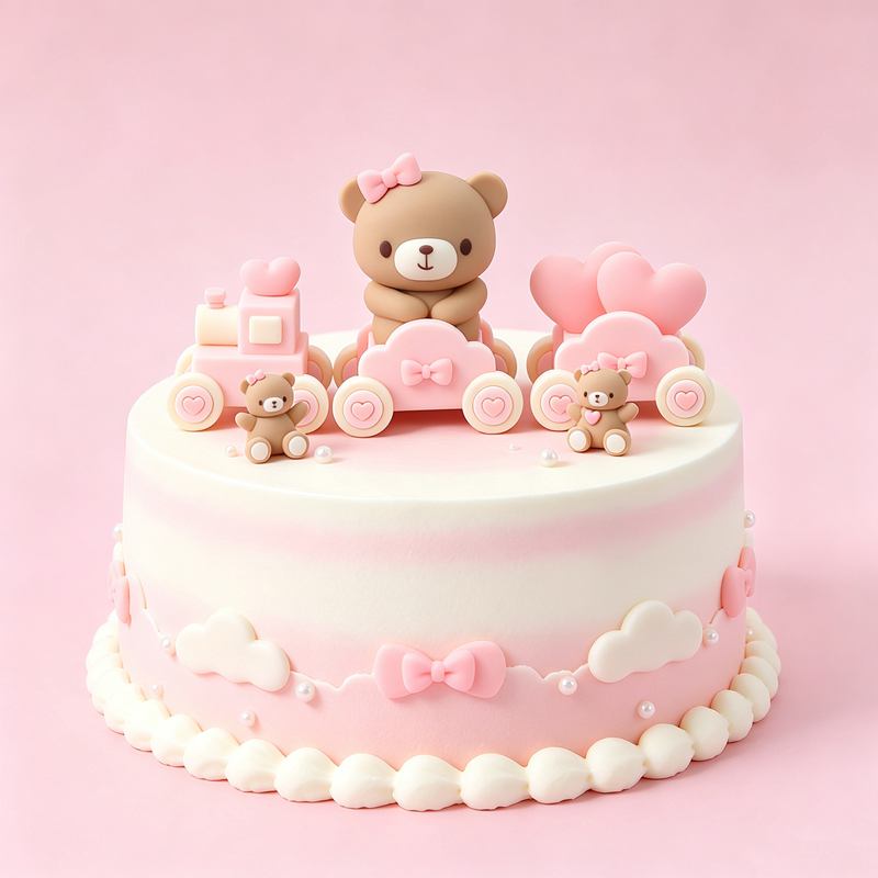 3D 핑크 블루 곰 케이크 토퍼 생일 케이크 장식 남아 - Resin Art Baby 리뷰 및 가격