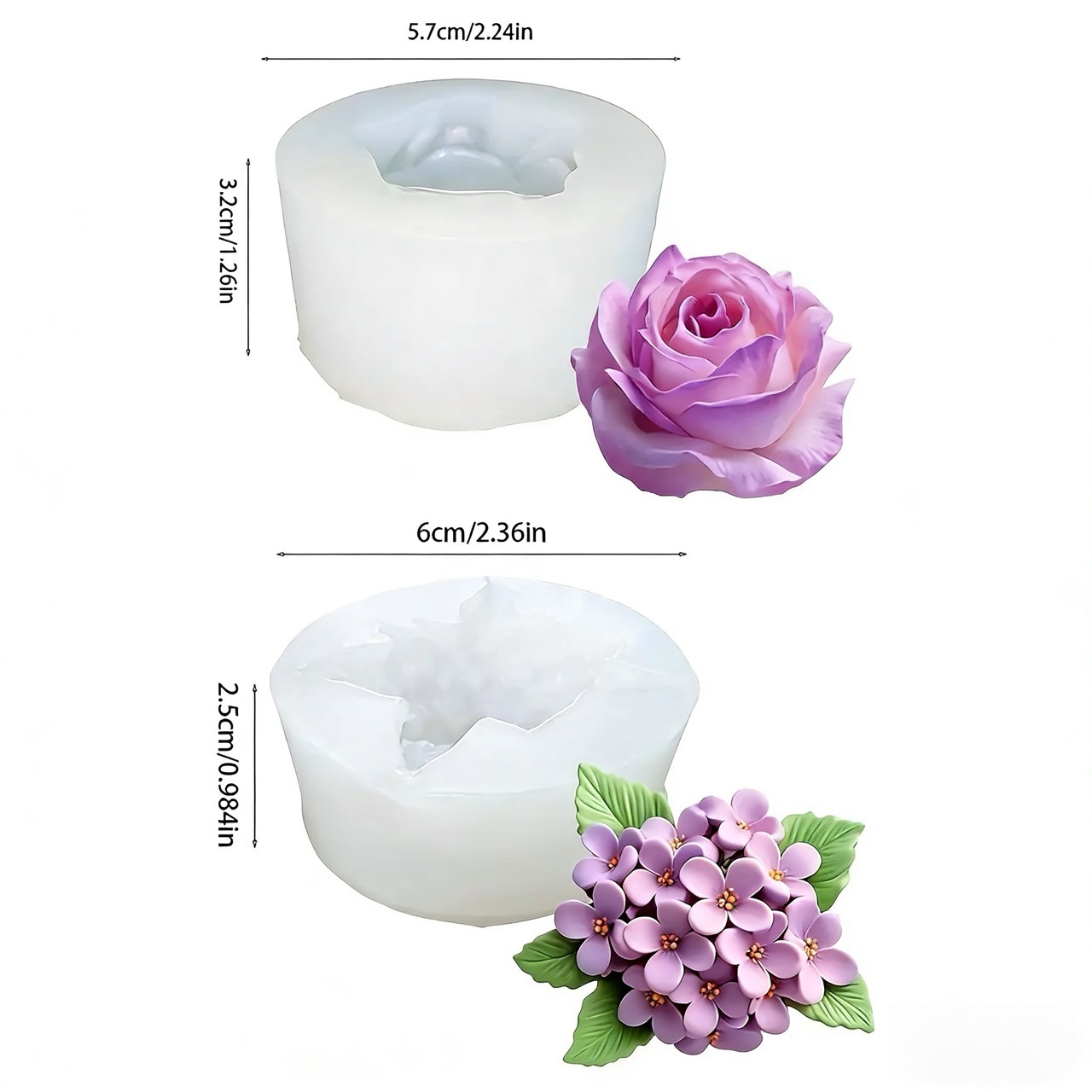 3D 장미 라일락 꽃 실리콘 몰드 2개, 레진 및 양초 - Resin Art Rose 리뷰 및 가격