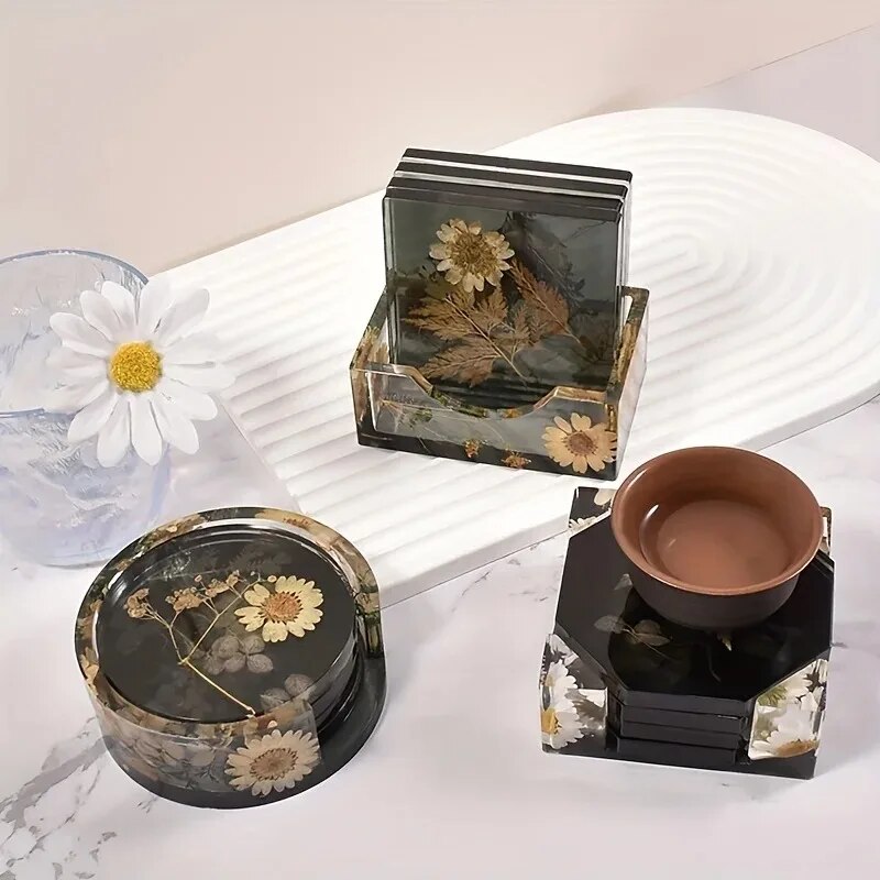 코스터 수지 금형 세트에는 1pc 코스터 보관 상자 금 - Resin Art Equipment 리뷰 및 가격