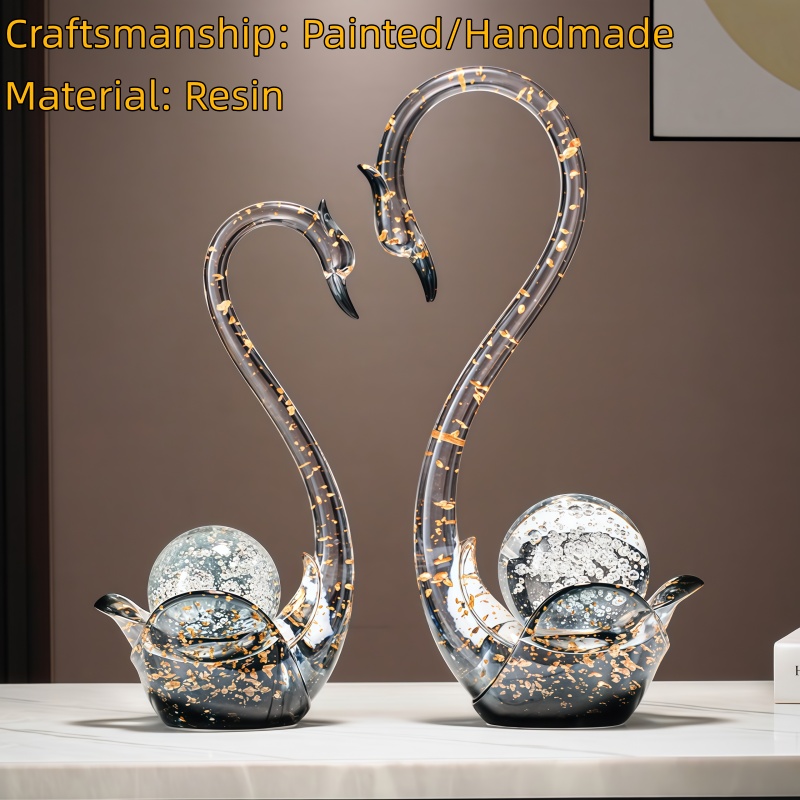 고급스러운 레진 소재의 백조 조형물, 커플 조각상, 현 - Resin Art Wedding Gift 리뷰 및 가격